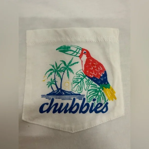 Chubbies “Skys Out Thighs Out” Graphic Pocket Tee Women’s Medium White - Picture 7 of 8
